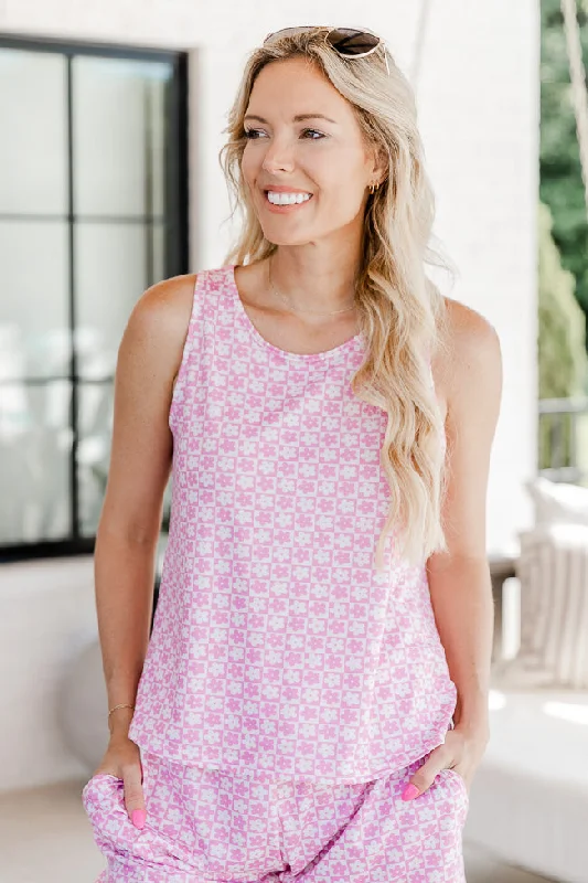 crazy-daisy-pink-checkered-pajama-tank-top