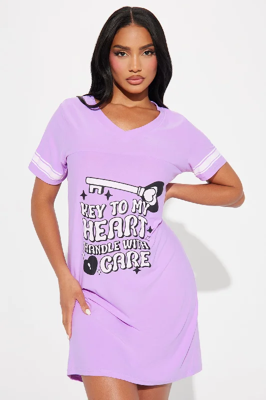 Key To My Heart PJ Sleep Shirt - Purple