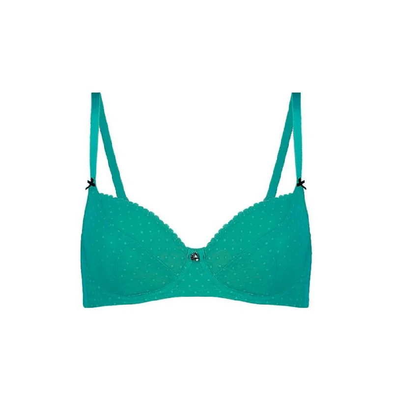 Spot Mesh Balconette Bra - Aqua