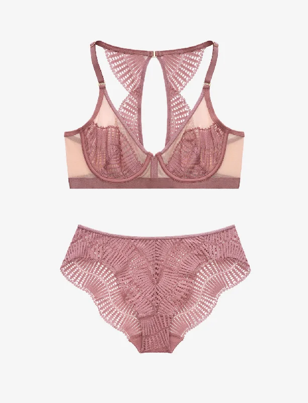 Fleur Lace Unlined Racerback Bra + Cheeky Set