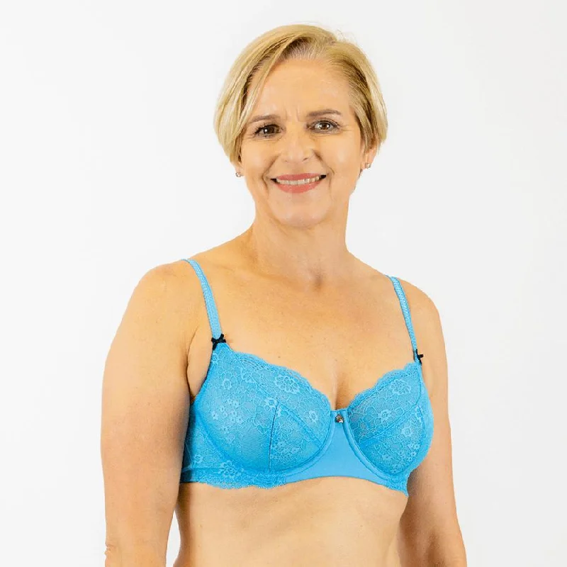 Alyssum Lace Balconette Bra - Lagoon Blue