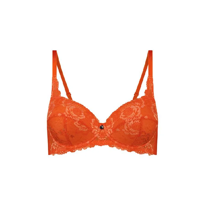 Bella Rosa Lace Padded Balconette Bra - Salsa