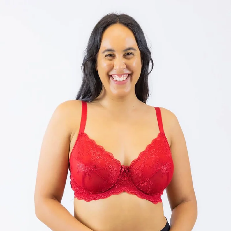 Sweetpea Lace Balconette Bra - Lipstick Red