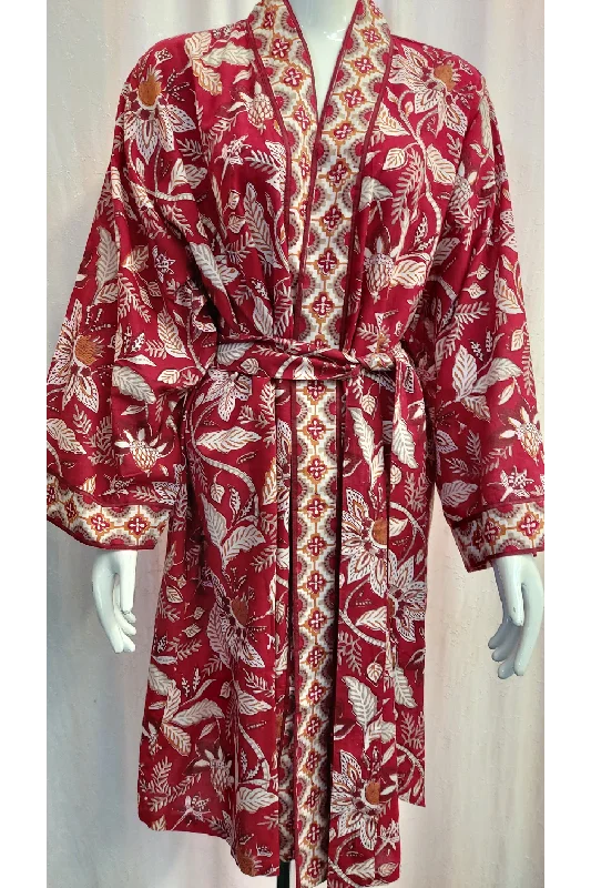 Anokhi Midi Kimono Robe – Red