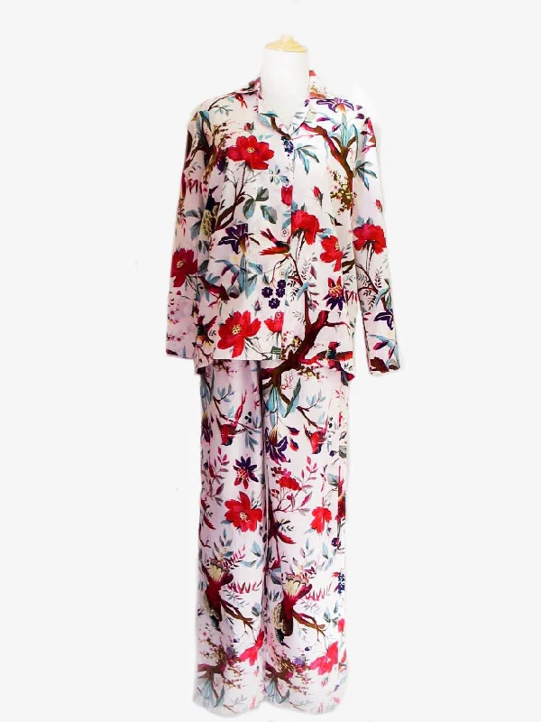 Bird of Paradise Cotton Pyjamas - White