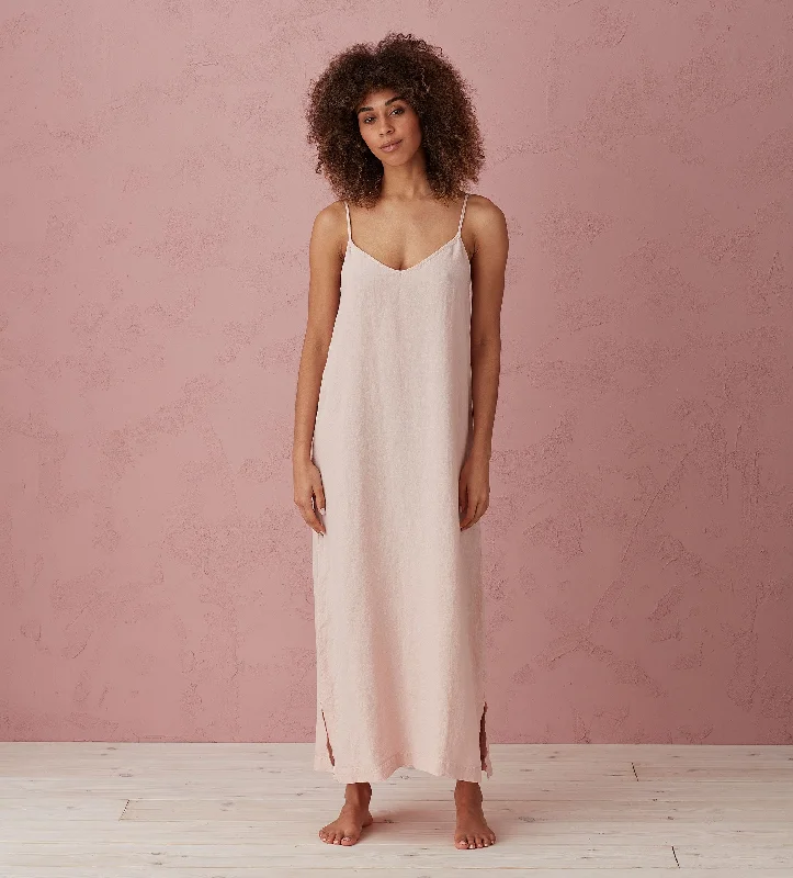 Blush Pink Willa 100% Linen Long Cami Nightie