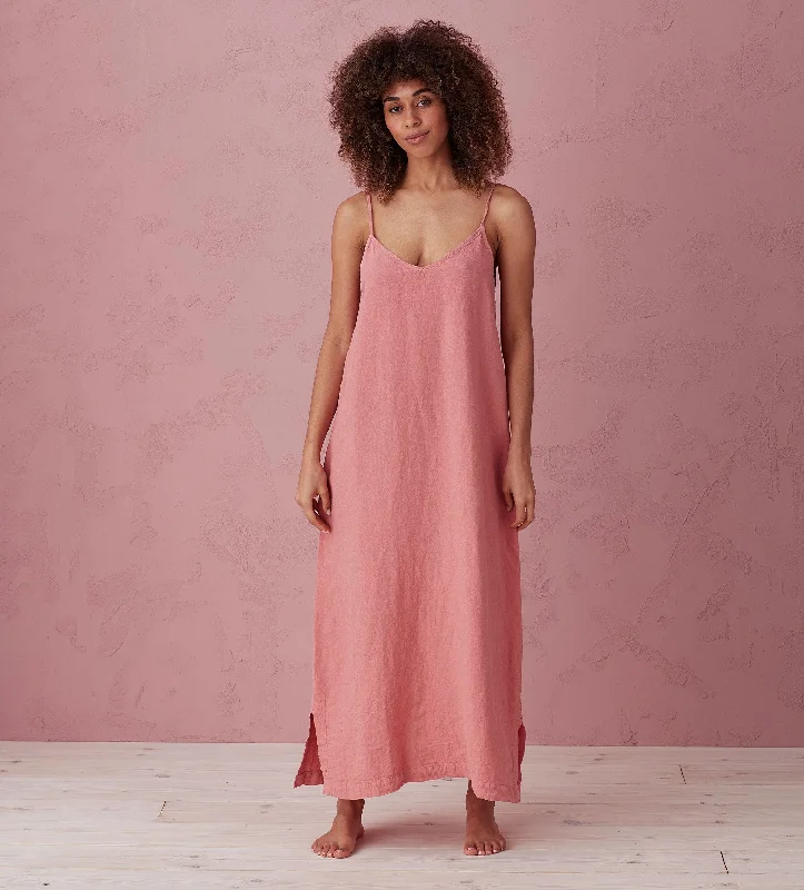 Canyon Pink Willa 100% Linen Long Cami Nightie