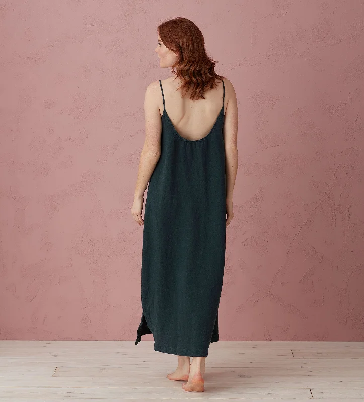 Darkest Spruce Willa 100% Linen Long Cami Nightie