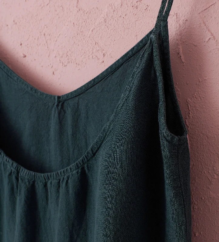 Darkest Spruce Willa 100% Linen Long Cami Nightie