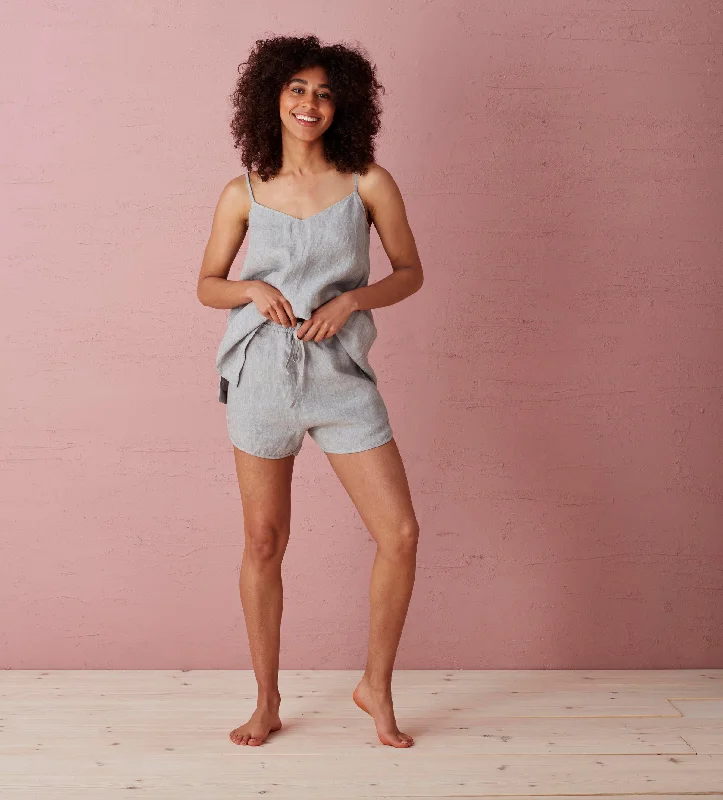 Flint Grey Harper 100% Linen Pyjama Shorts