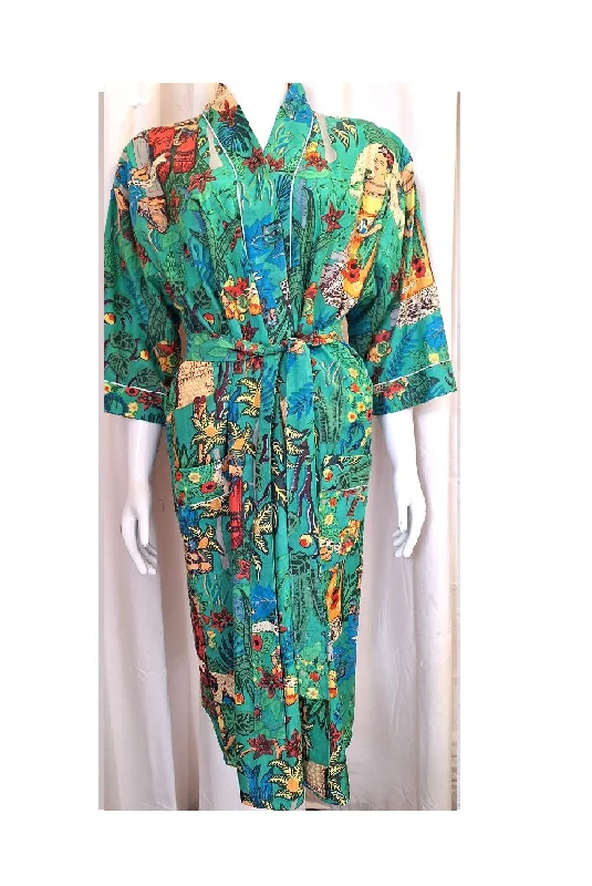 Frida Kahlo Cotton Robes - Green