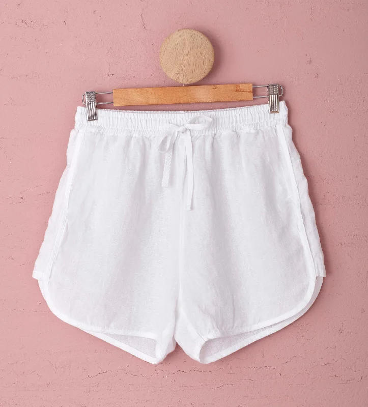 White Harper 100% Linen Pyjama Shorts