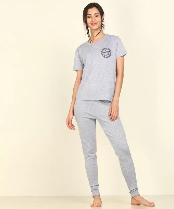 Women Printed T-shirt & Pyjama Set Pure Soft Cotton