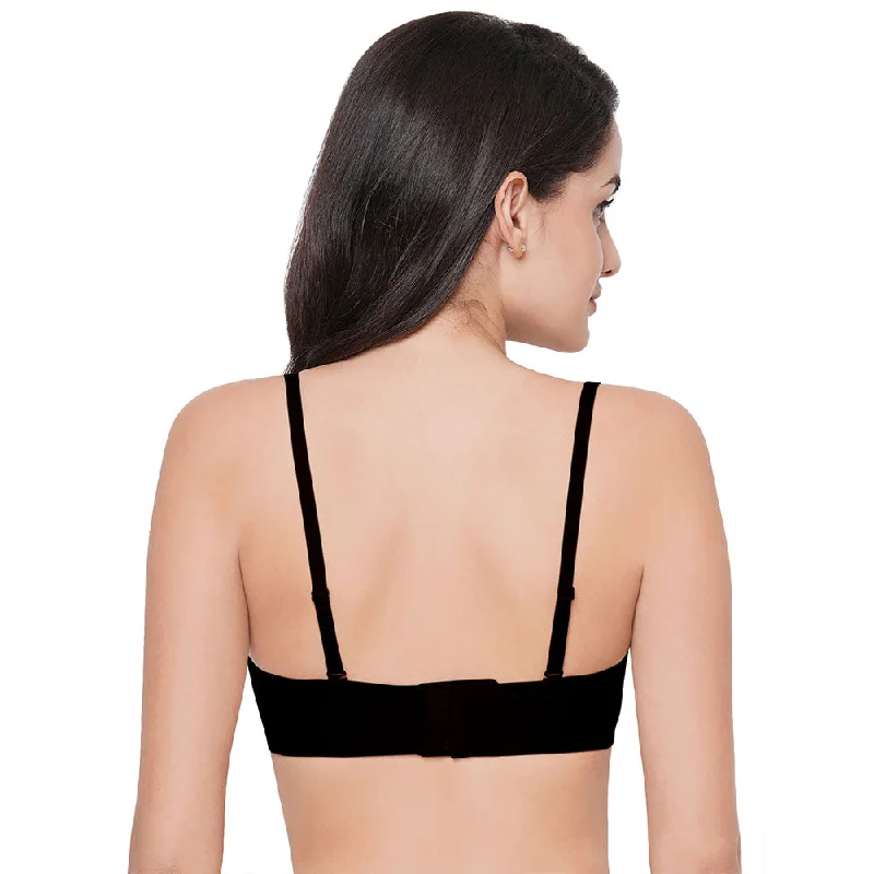 Basic Mold Padded Wired  Half Cup Everyday Wear Strapless Multiway Bra - Black