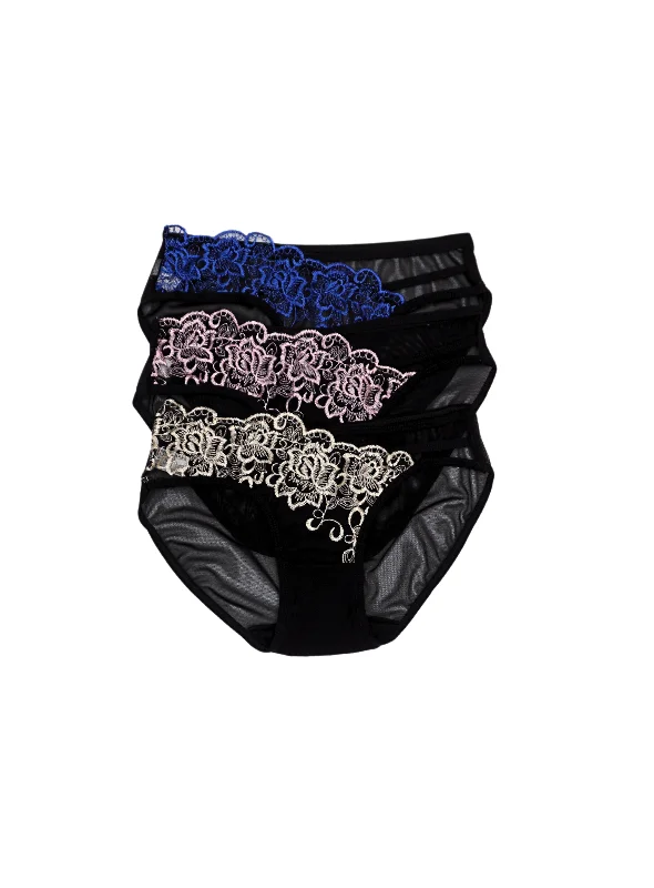 3 Pack Daphne Sexy Brief Lace Panties Bundle E