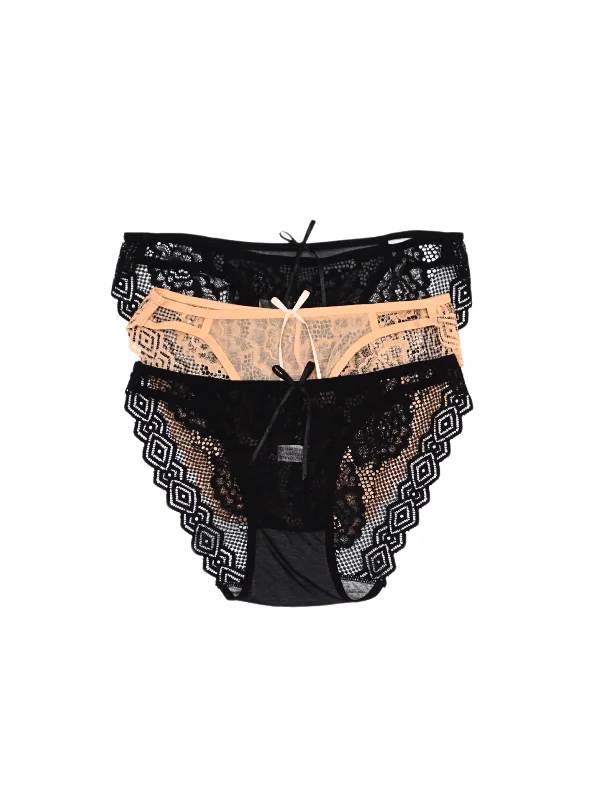 3 Pack Elora Sexy Brief Lace Panties Bundle A