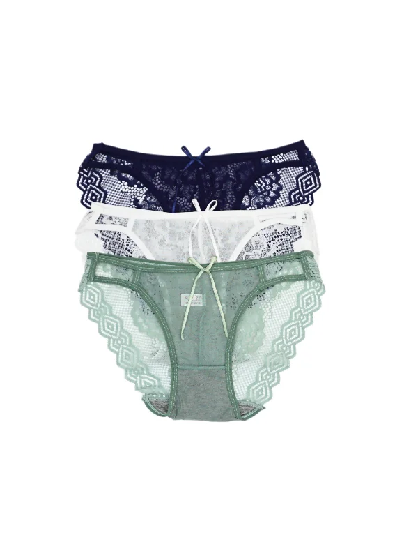 3 Pack Elora Sexy Brief Lace Panties Bundle B