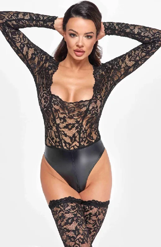 blcka-lace-and-wet-look-bodysuit-lingerie