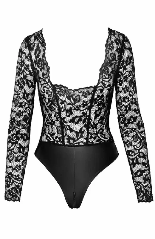 blcka-lace-and-wet-look-bodysuit-lingerie