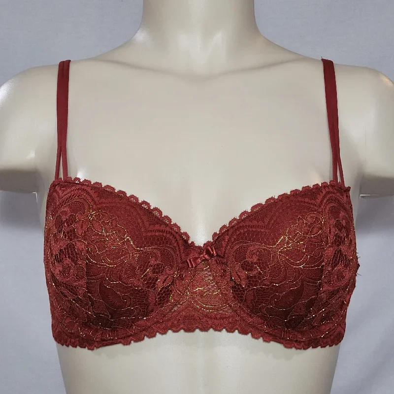 Gilligan & O'Malley Padded Push-Up Balconette Underwire Bra 34B Salsa