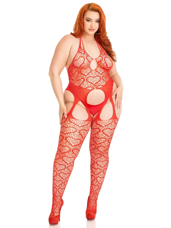 Halter Heart Net Bodystocking