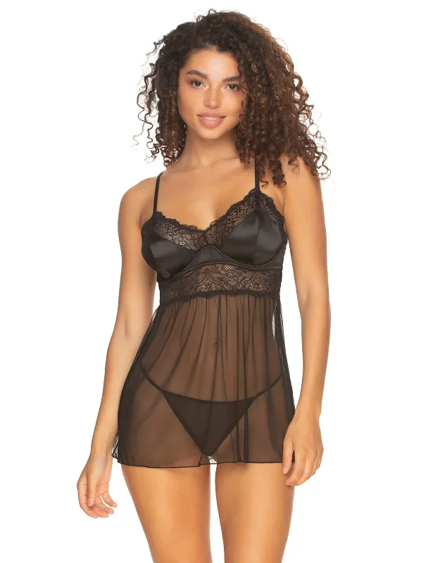 Heat Satin & Lace Babydoll