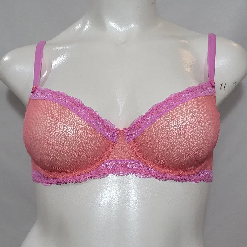 Jezebel 10027 Marni Diamond Mesh Unlined UW Bra 36C Coral