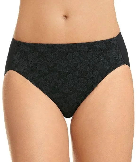 Jockey No Ride Up Microfibre and Lace Hi Brief - Black