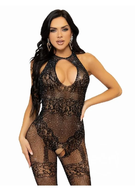 Seamless Rhinestone Fishnet Bodystocking