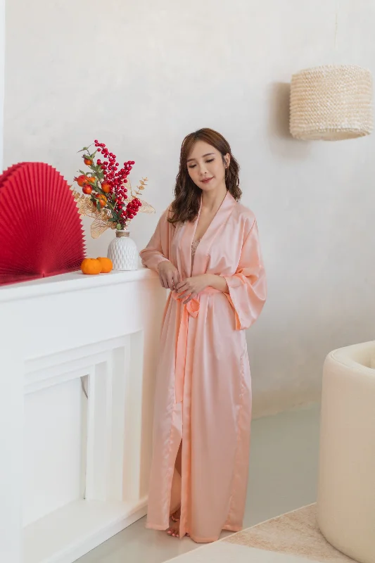 Maxi Silk Robe (Peach)