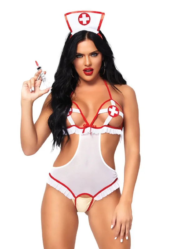 Naughty Nurse Crotchless Teddy