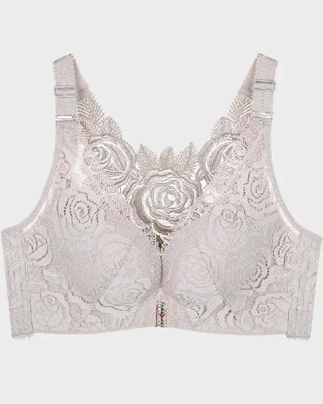 SheCurve Rose Embroidery Front Closure Bra